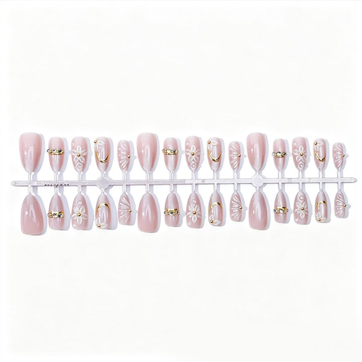 Elegant artificial nail set with floral and glitter elements Kalsten