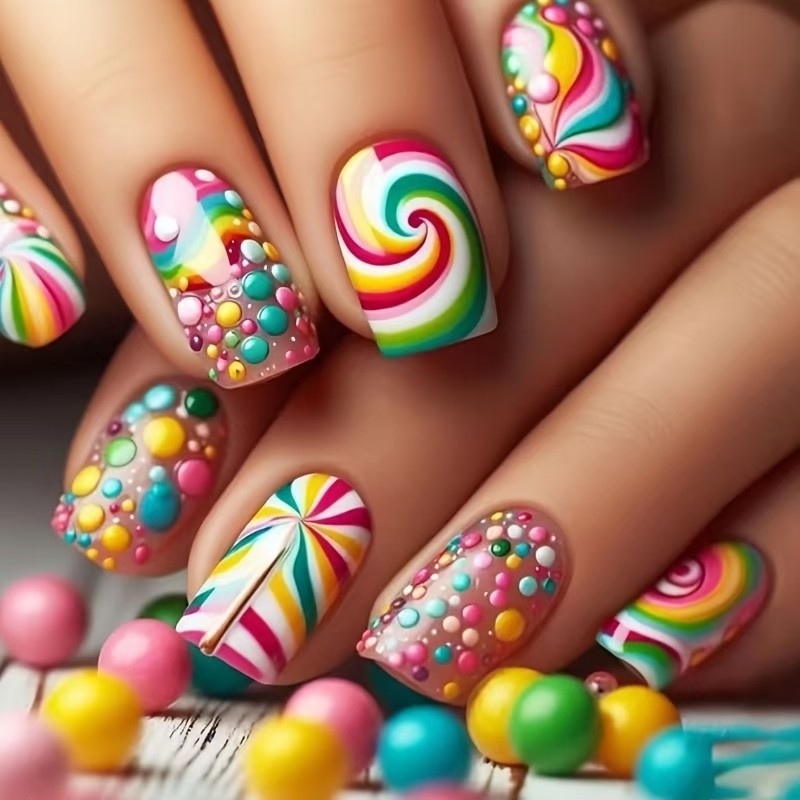 Artistic Candy Swirl Nail Art Set