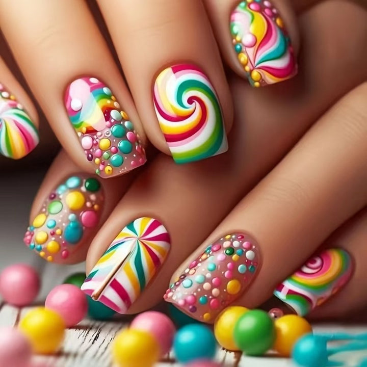 Artistic Candy Swirl Nail Art Set