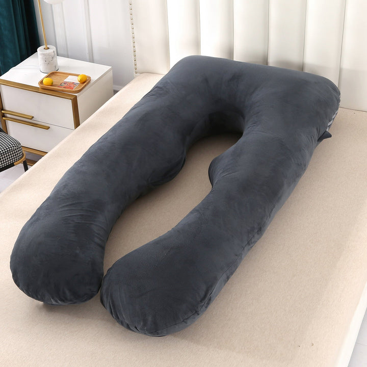 full-body U-shaped pregnancy support pillow with ergonomic lumbar and hip contour and removable breathable cover Kalsten