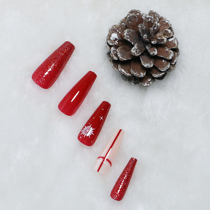 Decorative Press-On Nail Set with Shimmering Glitter and Elegant Art Kalsten