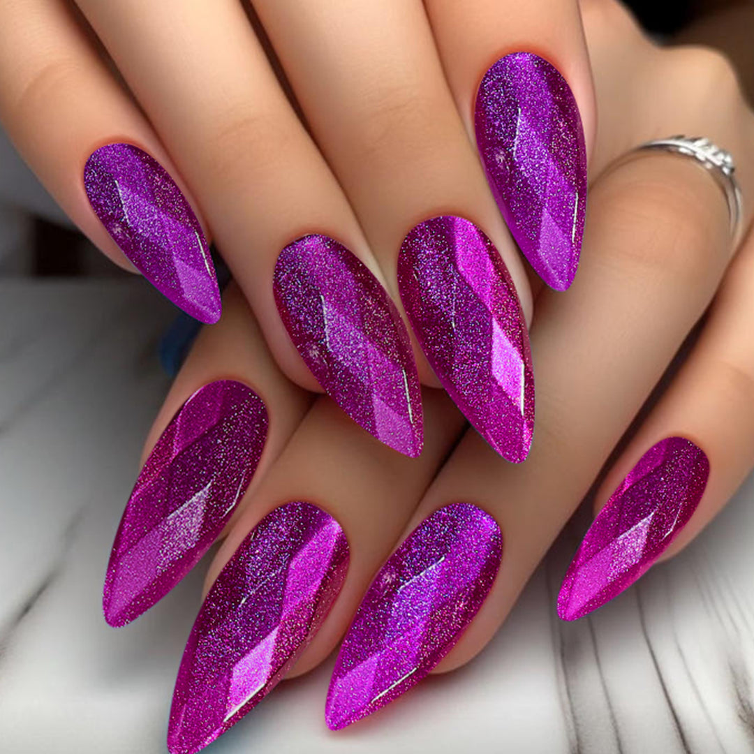 Sparkling Diamond-Shaped Stiletto Nail Art Extensions Kalsten