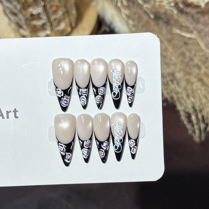 Floral and Glossy Press-On Nail Set Kalsten