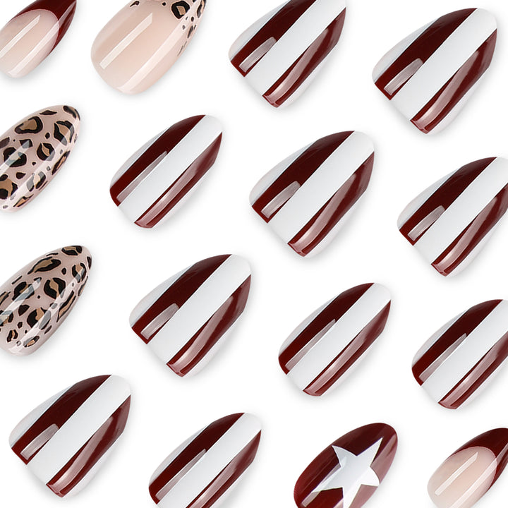 Artful stiletto nails with leopard pattern and elegant glitter decoration Kalsten