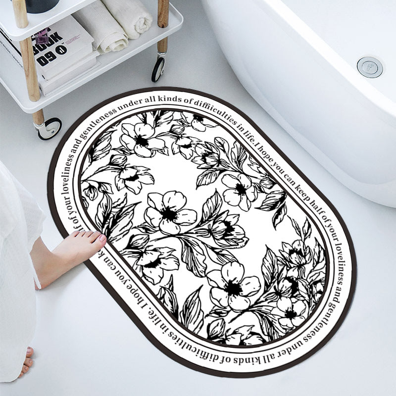 Floral-Themed Bathroom Mat
