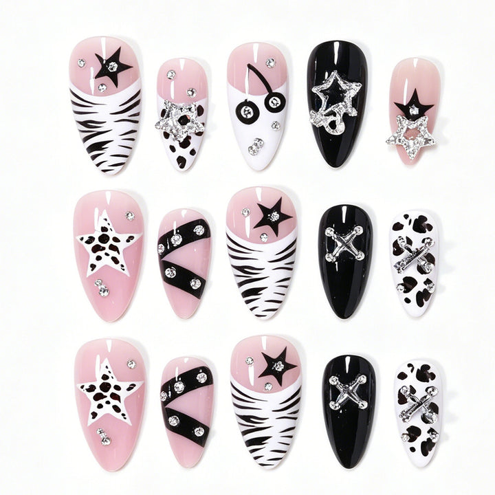 Decorative Press-On Nail Art Tips with Unique Accents Kalsten