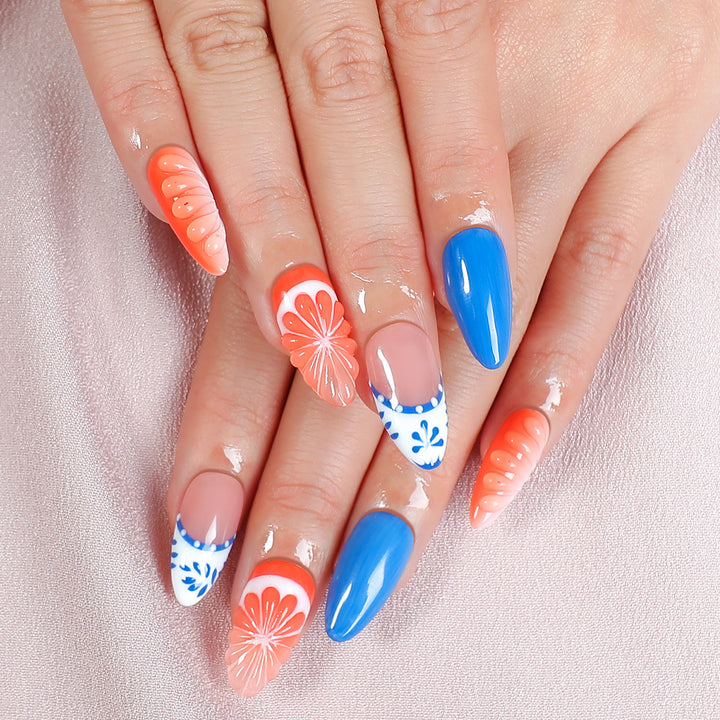 Nail art set with floral and colorful designs Kalsten