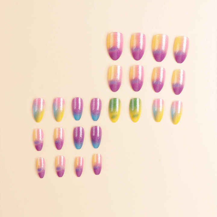Colorful Ombre Glitter Press-On Nails Kalsten