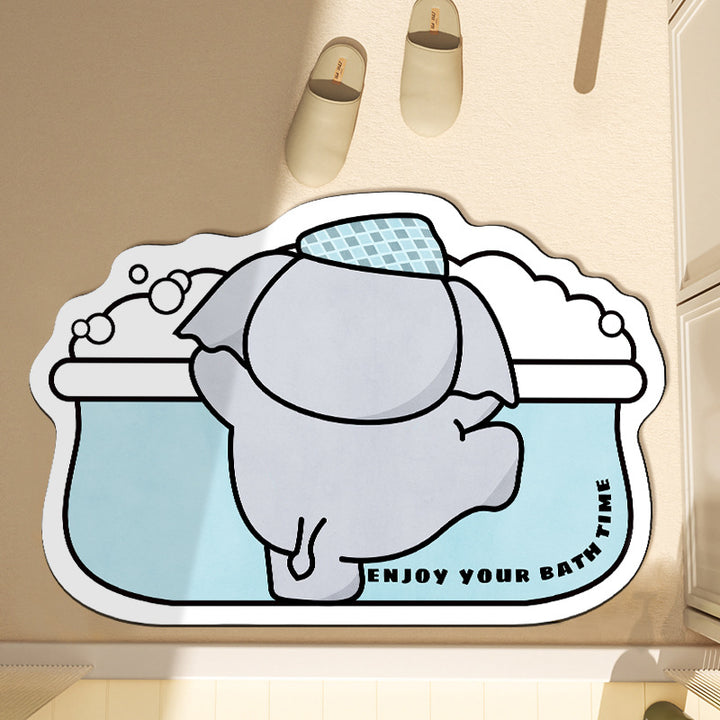 Cartoon Cat-Themed Bath Mat