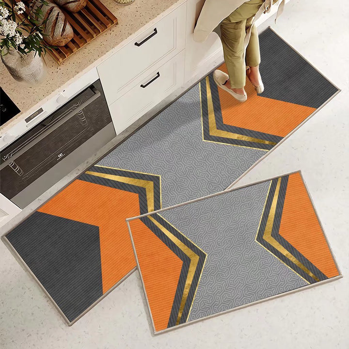 Marble-Pattern Kitchen Runner Mat Set Kalsten