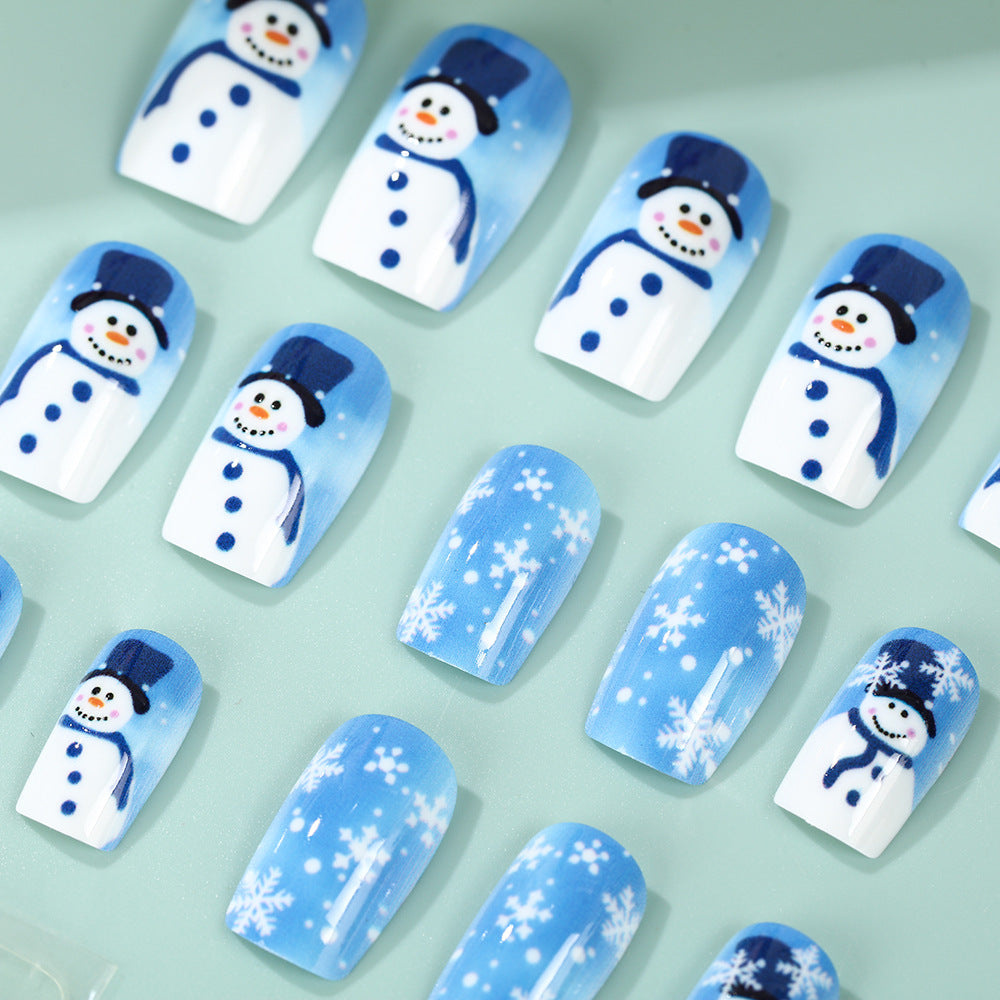 Artificial nails with wintry snowman design Kalsten