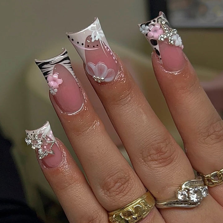 Artistic 3D Floral Press-On Nails Kalsten
