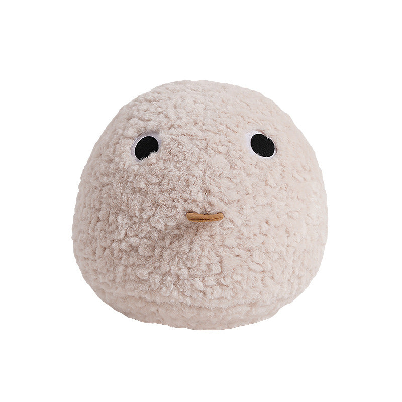 Round plush floor seat cushion with face application and shape-stable filling