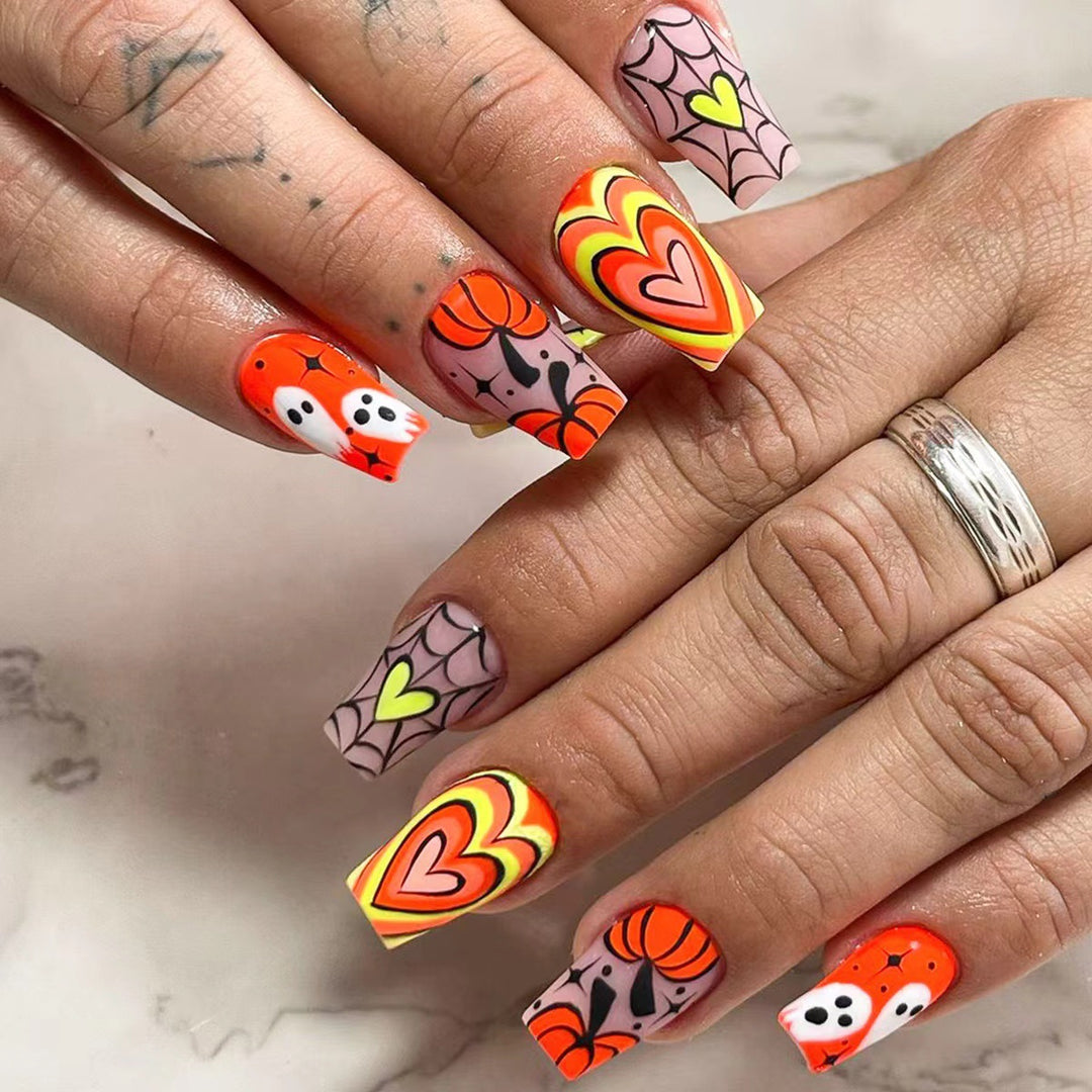 Acrylic nail set with creative autumn designs Kalsten