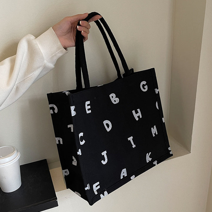 Alphabet Print Canvas Tote