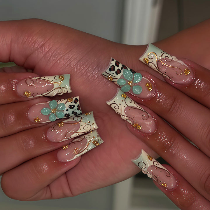 Decorative Long Press-On Nail Design Kalsten