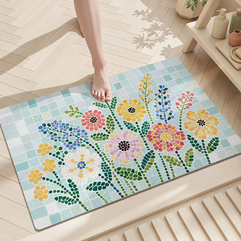 Floral Mosaic Bathroom Mat Kalsten