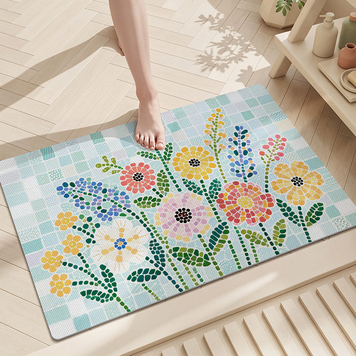 Floral Mosaic Bathroom Mat Kalsten