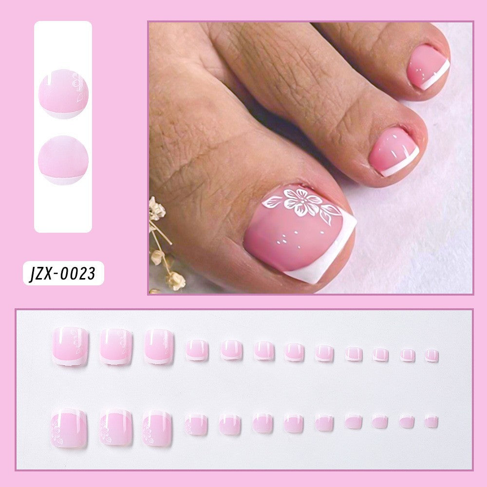 Decorative French Tip Toenail Set Kalsten