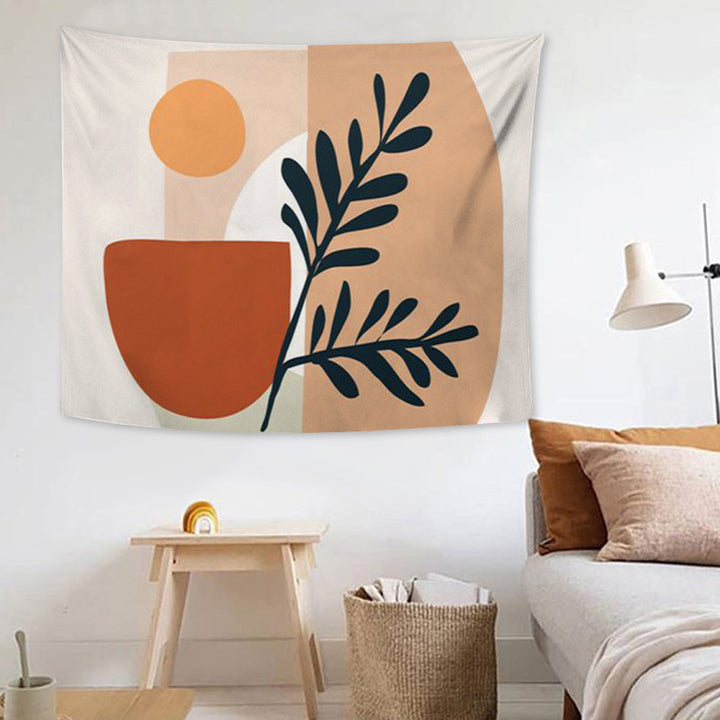 Tapestry with abstract botanical print and lightweight polyester fabric Kalsten