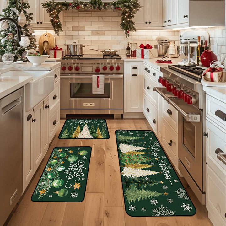 Festive Holiday-Themed Kitchen Mat Set