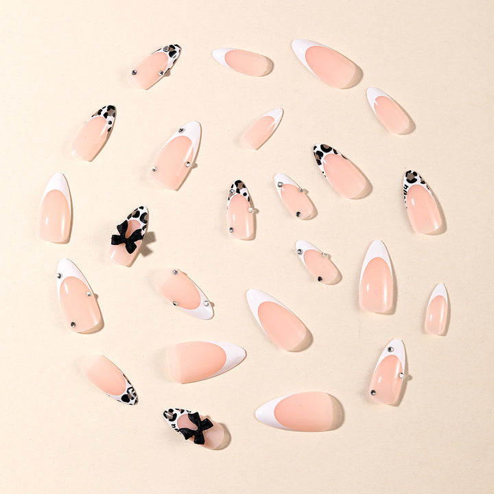 Elegant Stiletto Nail Art Extensions with Decorative Bows Kalsten