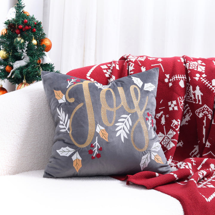 Decorative Holiday Throw Pillow with Deer Silhouette