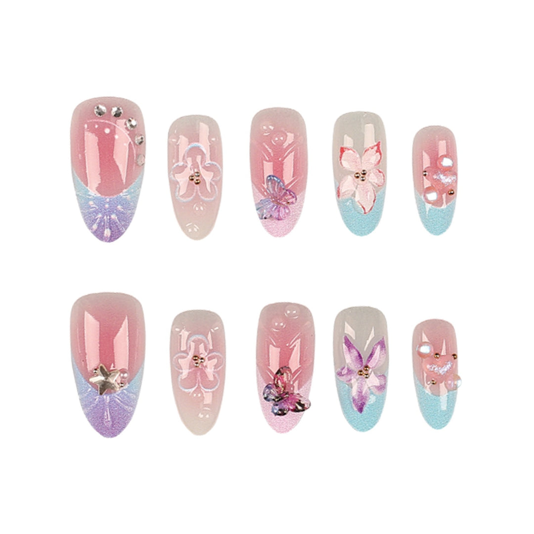 Floral Acrylic Press-On Nail Art Set
