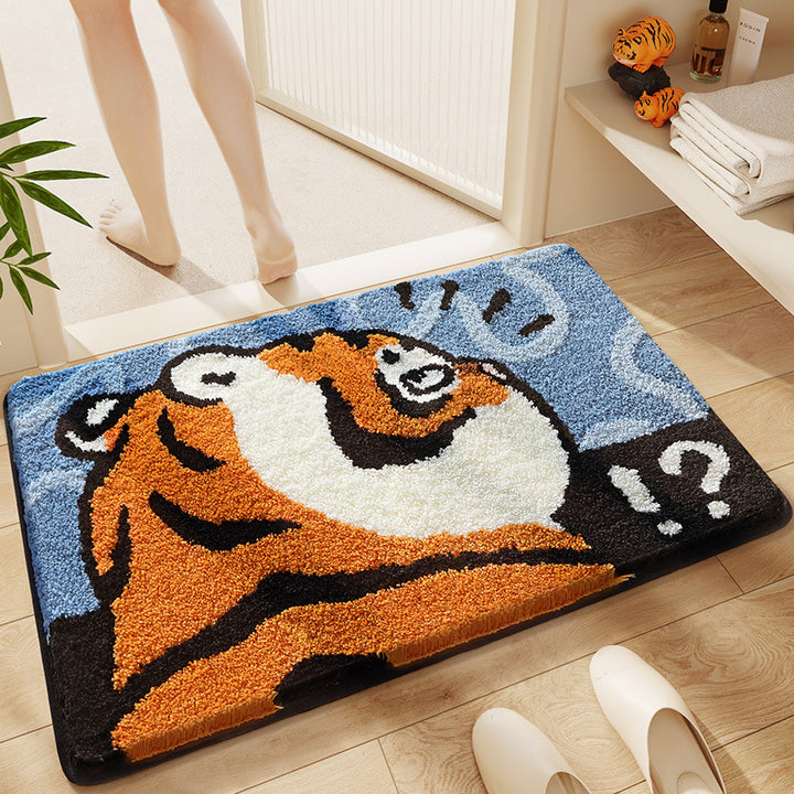 Playful Cartoon Tiger Bath Mat Kalsten