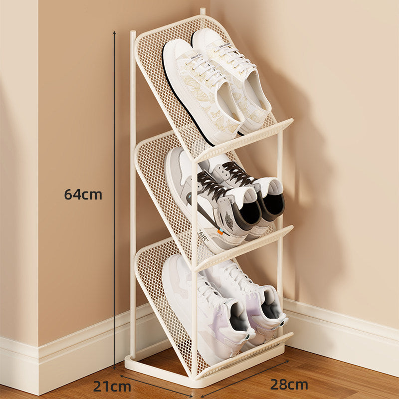 Vertical Angled Mesh Shoe Organizer Rack