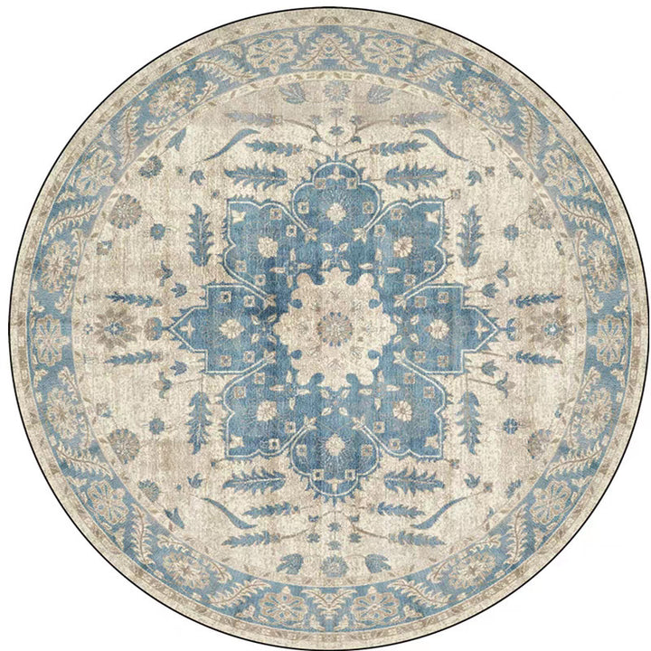 Round Vintage Floral Area Rug