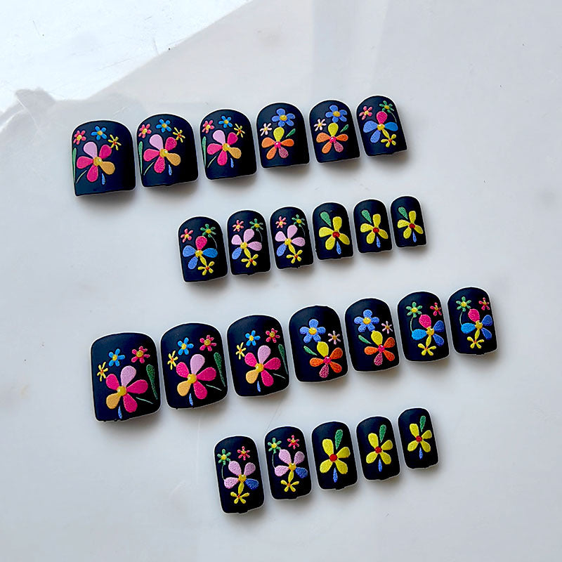 Artificial nails with colorful flower pattern Kalsten