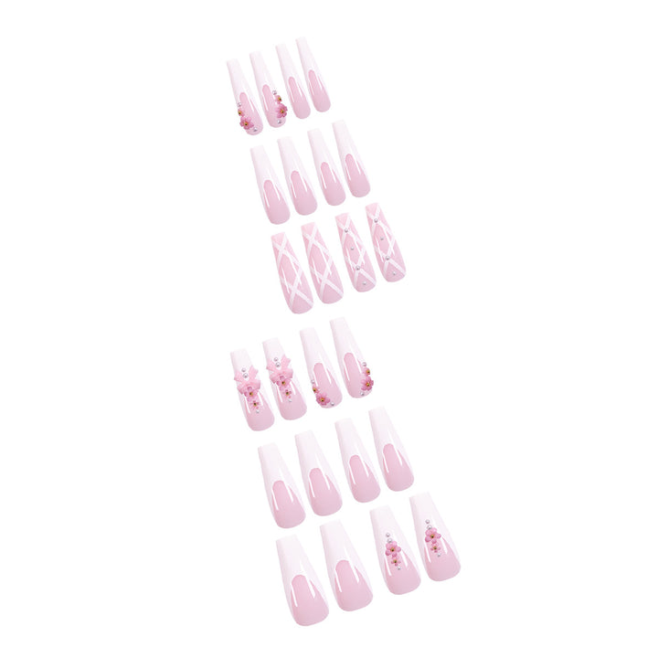 Artful and Elegant Stiletto Artificial Nails with Floral Design Kalsten