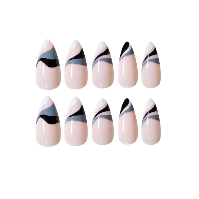 Artful nail extensions with creative wave pattern Kalsten