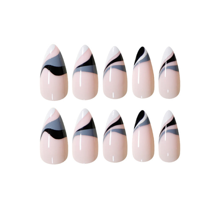 Artful nail extensions with creative wave pattern Kalsten