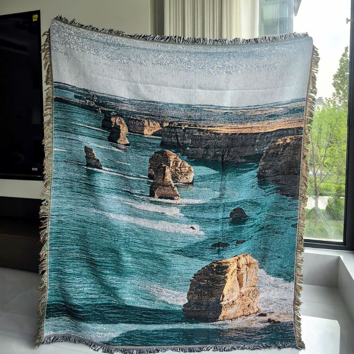 Scenic Coastal Landscape Throw Blanket