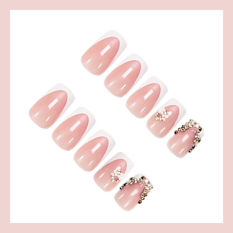 Nail art set with luxurious 3D decorations and elegant French tips Kalsten