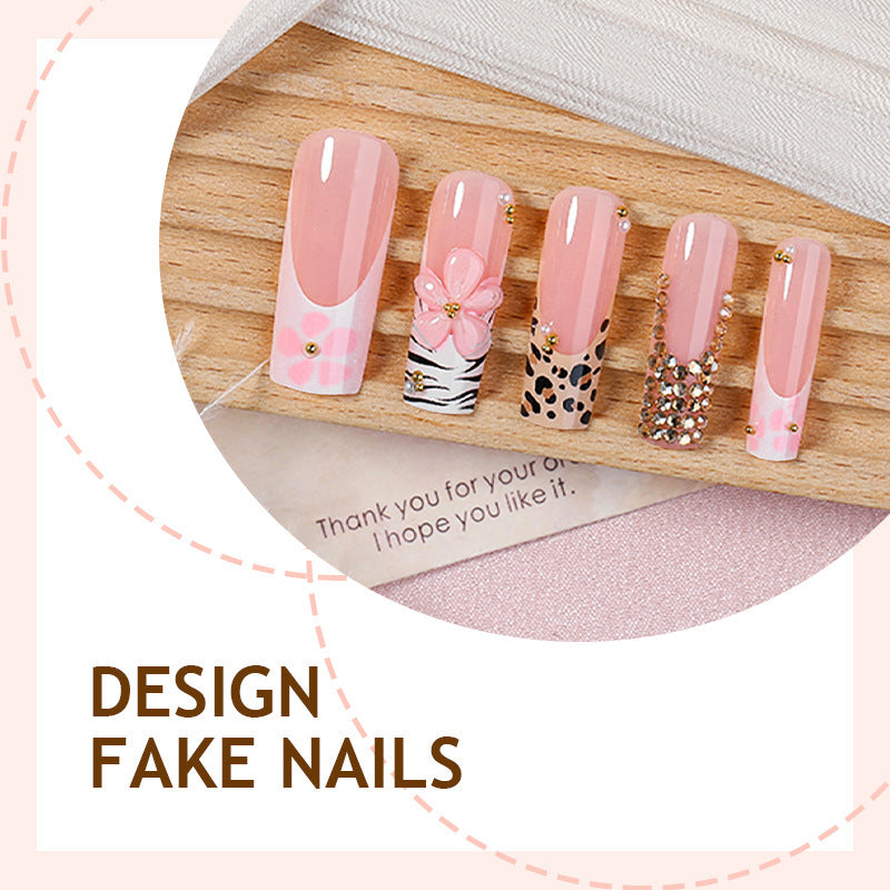 Glamorous acrylic nail set with floral and animal designs Kalsten