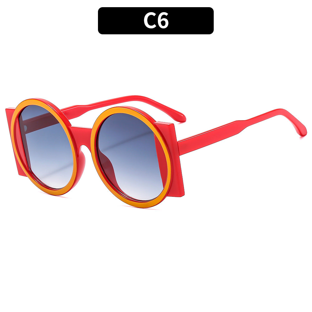 Bold Geometric Round Frame Sunglasses