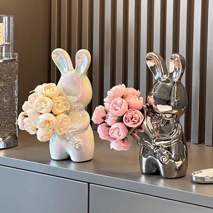 Charming Bunny-Shaped Decorative Flower Holder