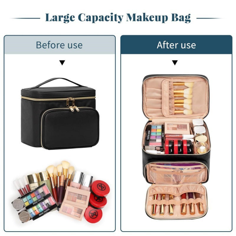 Cosmetic organizer bag with multiple compartments and insulating interior Kalsten