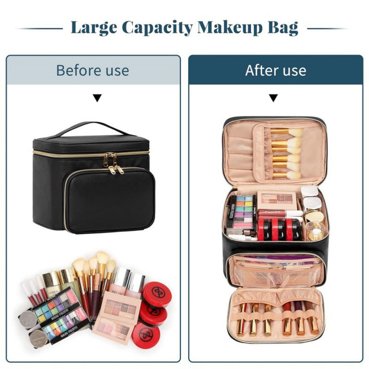 Cosmetic organizer bag with multiple compartments and insulating interior Kalsten