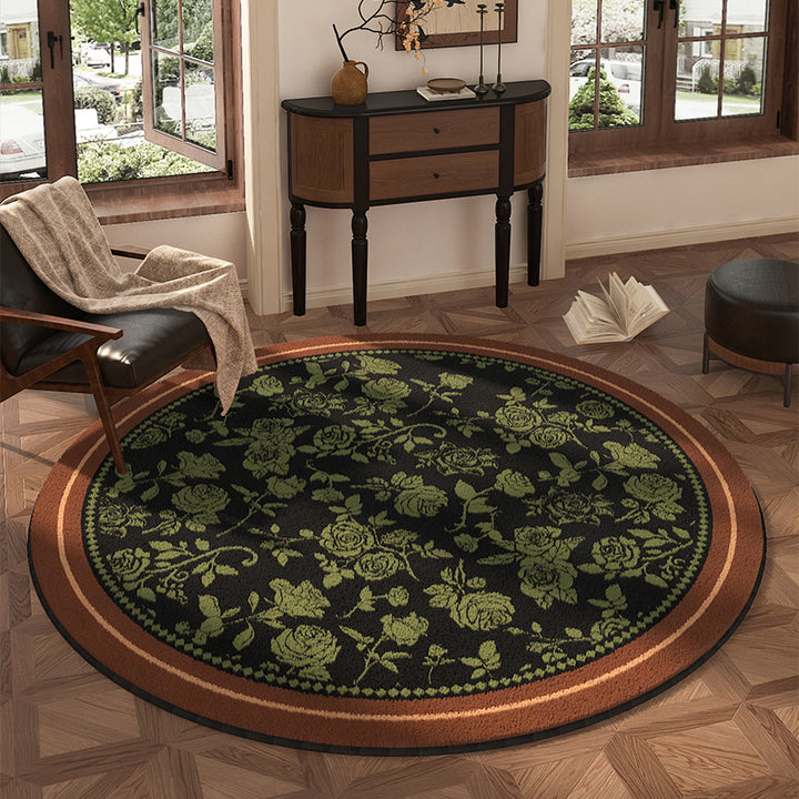 Round Floral Design Area Rug