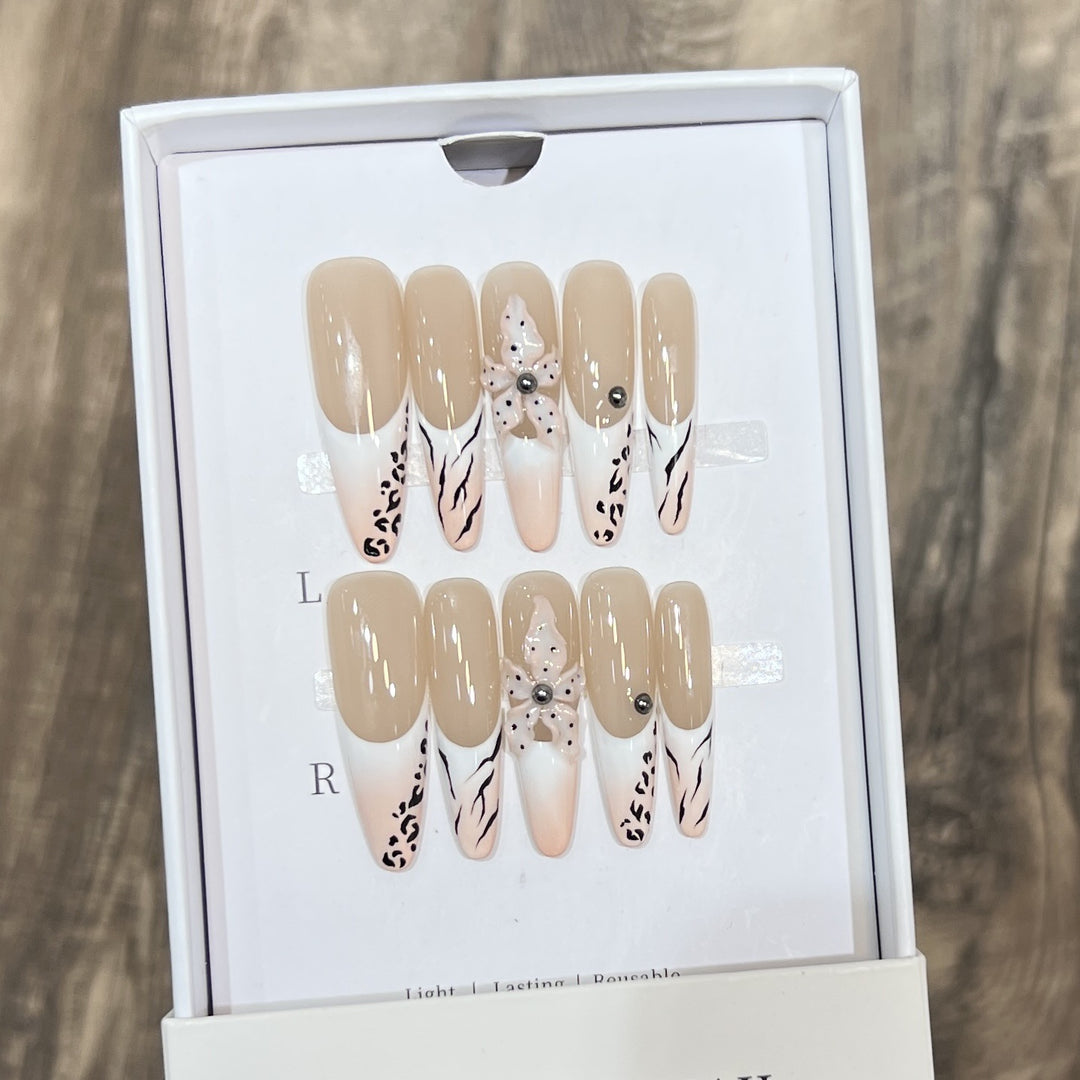 Elegant Stiletto Press-On Nail Set with Decorative Accents Kalsten