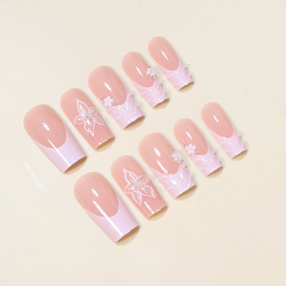 Elegant Floral Press-On Nail Art Kalsten