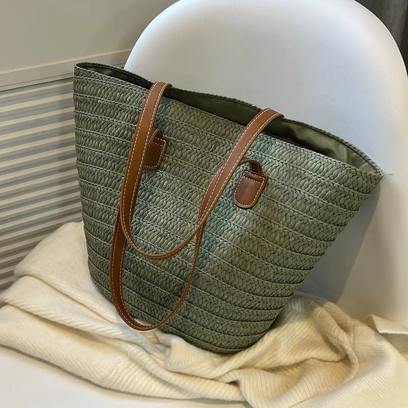 Stylish basket bag with leather handles Kalsten