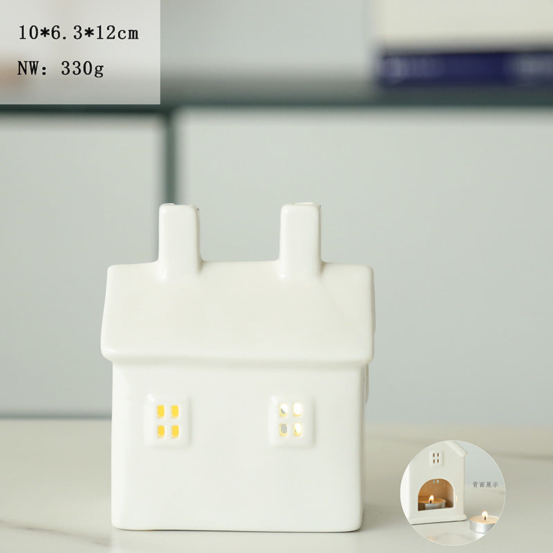 Ceramic House-Shaped Tea Light Holder Kalsten
