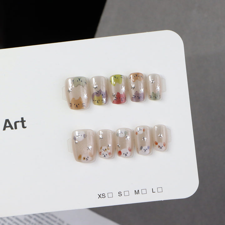 Whimsical Cat-Themed Press-On Nail Set Kalsten