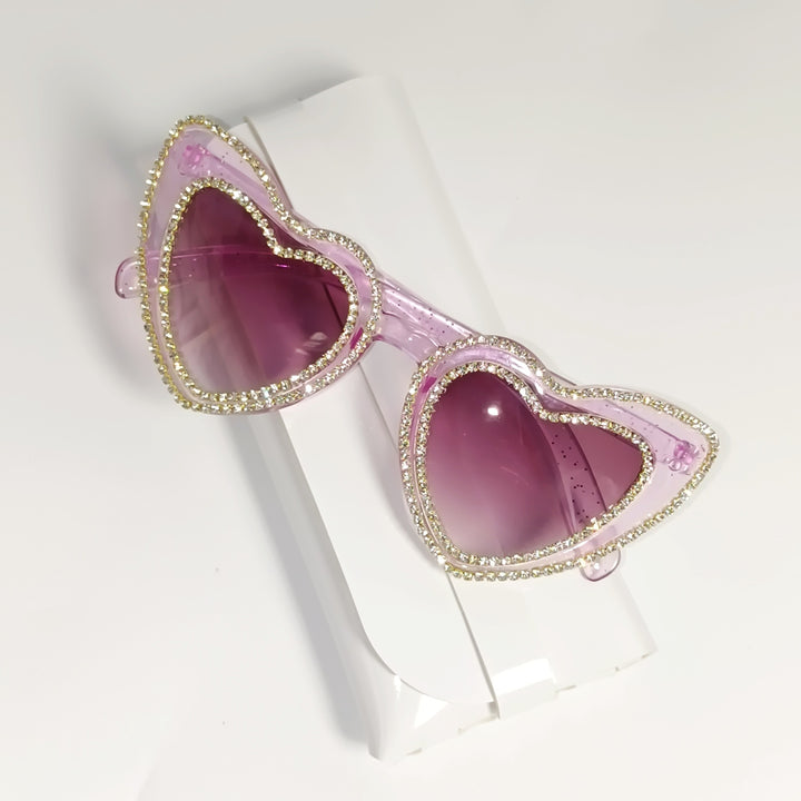 Rhinestone-Embellished Heart-Shaped Sunglasses Kalsten