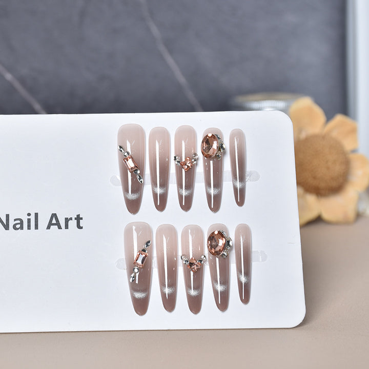 Elegant Stiletto Press-On Nails with Rhinestones Kalsten